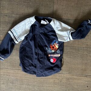 Kids Navy and Gray Tigger Baseball Sweater vintage y2k 90s Winnie the Pooh